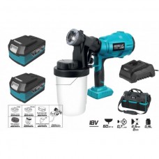 Dedra Set Pistol de vopsit 900 ml duza 2.5 mm SAS+ALL 2 acumulatori Li-Ion 18V 4.0Ah incarcator 60W si geanta